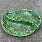 Vtg Mcm Extra Large Drip Glaze Art Pottery Green Blue California Atomic Ashtray