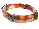Antique Asian Chinese Caged Bangle Bracelet Sterling Silver Butterflies Flowers