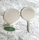 Vintage Ornate Silverplate Swivel Vanity Mirror   Hand Held Mirror Silver Japan