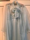 Vintage Sears Dreamy Blue Peignoir Nightgown Set Sheer Chiffon Gown Sz L