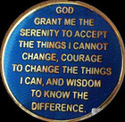 42 Year Aa Medallion Blue Gold Plated Alcoholics Anonymous Sobriety Chip Coin 