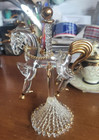  7 X   4 Vintage Hand Blown   Poured Glass Unicorn Figurine W  Gold Accents Rare