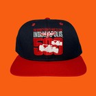 Vintage Indianapolis 500 Indy Car Race Snap Back Hat Osfa Navy Blue red 90s