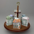 Lenox Village Complete Condiment Set-  Jars  Spoons  Original Caddy  Mint
