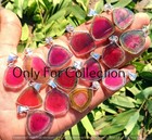 925 Sterling Silver Plated Watermelon Tourmaline Gemstone Pendant Lot Jewelry