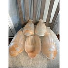 Vintage Art Deco Frosted Peach Glass Slip Shades Set Of 5 Floral Embossed 1930s