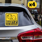 Pack Of 4 Baby On Board Sticker Vinyl Car Window Safety Sign Waterproof