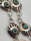Vintage Navajo Sterling Silver Turquoise Shadowbox Bear Claw Link Bracelet