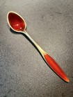 Vintage Frigast Denmark Sterling Silver Red Guilloche Enamel Demitasse Spoon