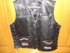 Diamond Plate Genuine Buffalo Leather Motorcycle Biker Vest Xl Assorted Patches