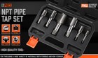 6 Pcs Npt Pipe Tap Set 1  3 4  1 2  3 8  1 4  1 8  With Case Carbon Steel Inch