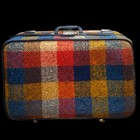 Vintage 1970s Skyway Plaid Tweed Boho Hippie Luggage Suitcase Detachable Strap