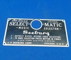 Original Vintage Seeburg Deluxe Select-o-matic Music Selector Face Plate