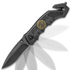 Stealth Black Spring Tactical Rescue Assisted Open Folding Blade Pocket Knife
