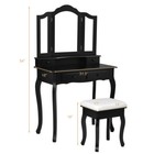 Vanity Dressing Table Set Makeup Desk W stool Drawer mirror Jewelry Desk Black
