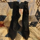 Reduced  Antique Victorian 1890 - 1900s Women   s Black Lace Up Sued leather Boots