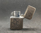 Vintage Italian Made Hand Engraved 800 Silver Lighter Case W  Zippo Insert