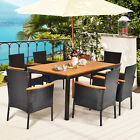 Topbuy 7pcs Outdoor Dining Set Patio Rattan Table   Chairs Set W  Umbrella Hole