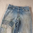 Vintage 70s Red Snap Denim Jeans Fits Size 30x28 Cool Patchwork Blue Rare  