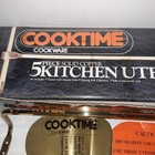 Vintage Copper   Brass Hanging Kitchen Utensil Set Mid-century 5 Piece Set Mcm