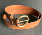 Michael Kors Brown Leather Belt Women s Medium Round Gold Tone Buckle 1 25 In