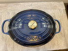 Le Creuset Signature Enameled Cast Iron Oval Dutch Oven  8 Qt  Blue  Lapis  Read