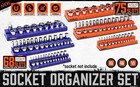 6pc Magnetic Socket Organizer Storage Holder Set 1 4 3 8 1 2 Metric Sae 143 Slot