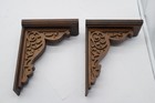 Pair Ornate Carved Wood Corbels Shelf Brackets Decorative Wall Support
