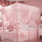 Luxury Princess 3 Side Openings Post Bed Curtain Canopy Netting Net Bedding Ac