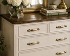 Vintage 5  Brass Tone Ceramic Cabinet Drawer Pulls 3  Center Set Of 6