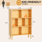 Wooden Cube Bookshelf  Open 3-tier Bookcase With Legs  Natural Wood