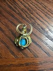Vintage Signed Made In Germany Blue Glass Body Beetle Brooch Pin