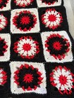 Vintage Granny Square Afghan Throw Blanket Black Red And White Crochet 68   x41   