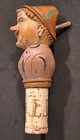 Vintage Anri Mechanical Bottle Stopper Wood Cork Man Sticks Out His Tongue