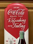 Coca-cola Thermometer Bottle Cap Button Fishtail Vintage Style Wall Decor Sign