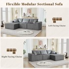 L Shaped Corduroy Sofa Cloud Couch Compression Boneless Sofas W  5 Throw Pillows