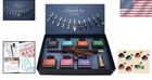 Exquisite Calligraphy Set  Wooden Dip Pen  Antique Brass Holder   7 Colors Ink