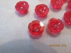 9 Vintage  Small Red Glass Buttons 1 4  Flower Shape