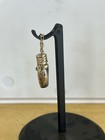 Antique Silver Plated Chatelaine Perfume Bottle - Art Nouveau W  Green Stone