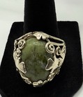 Vintage Men s Sterling Silver Connemara Marble Ring Ireland Shamrock Size 10