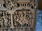 Antique Large Hand Carved Wood Panel Hindu One Of One 27lbs 