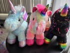 3 Pack Large Unicorn Plush Black Pink Blue Sparkles Stuffed Animals 16 