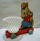 Vintage 60s Fisher Price Easter Bunny Roll   Pull Toy  303 With Original Basket