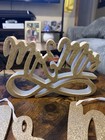 Gold Silver Glitter Wooden Mr   Mrs Wedding Sign Set Table Decor 3pc Centerpiece