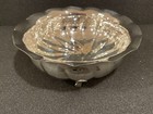 Antique Handmade Silver Plated Footed Serving Bowl Dish Scalloped 7 
