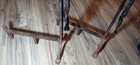 Vintage Wrought Iron Fireplace Andirons Leaf Scroll Design Pair