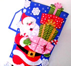Finished Bucilla Felt Stocking Santa s Gifts Galore 18  Lined Adorable Santa New