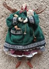 Vtg Handmade Primitive Folk Art Polish Angel Cat Lady Wall Hanger Shelf Sitter