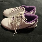 Pair Of Women   s White And Purple Bsi Bowling Shoes  Size 6 5