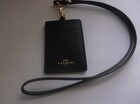 Coach  Lanyard Crossgrain Leather Card  Holder Black   Nwt